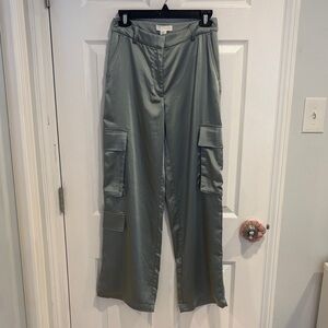 H&M Shimmering Green Satin Pants